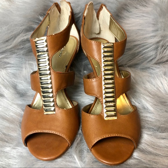 Style & co size 6 1/2 tan brown sandals heels - Picture 3 of 8